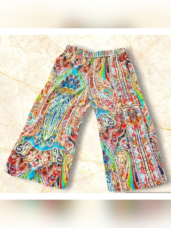 Cynthia Rowley Wide Leg Paisley Print Cropped pants Multicolor Size S - Picture 6 of 6